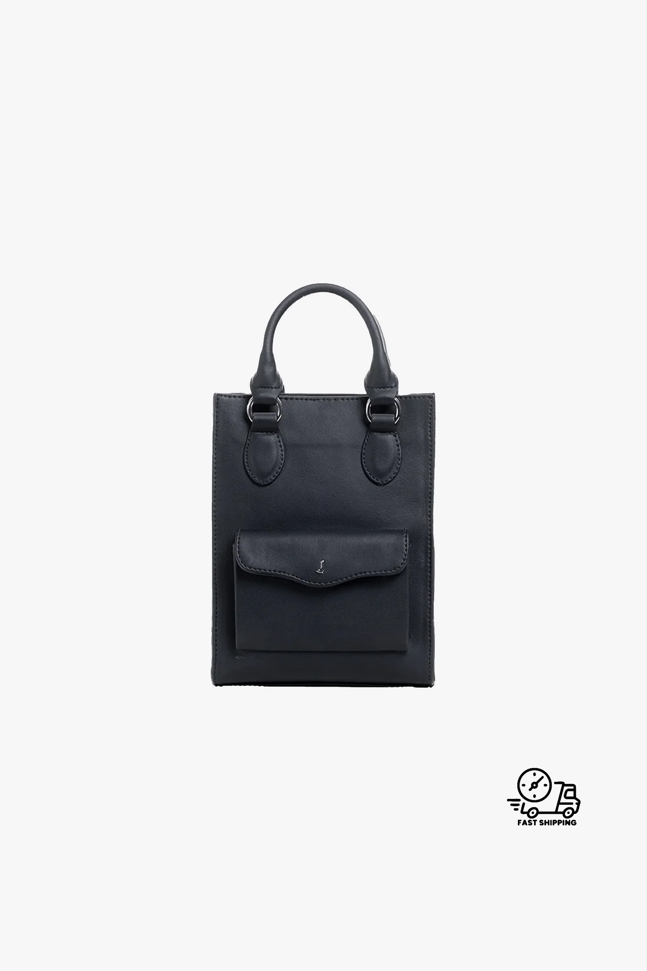 Cuero Bolso Basico Negro Bolso Pequeño Negro Cuero Minimalista